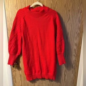 Red Bishop Sleeve Maxi Sweater Dress